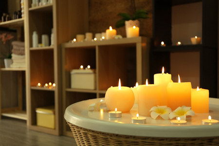 Beautiful spa composition on blurred backgroundの写真素材