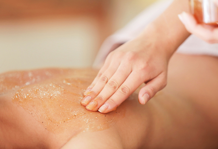 Young woman having spa procedures, closeupの写真素材