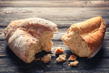 Bread on wooden table
