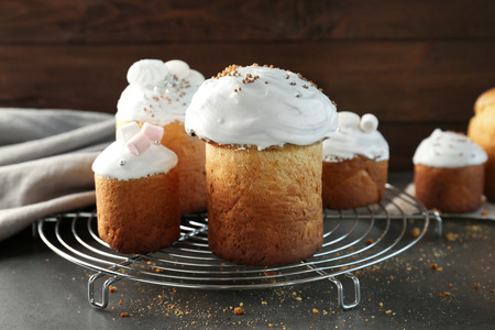 Traditional Russian Easter cakes on cooling rack