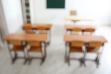 Blurred view of school classroom interiorの写真素材