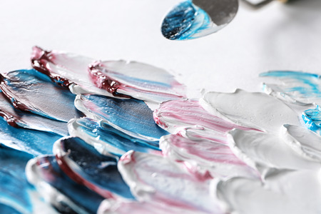 Oil paint smears, closeupの写真素材