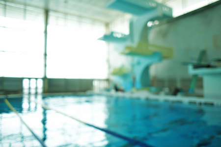 Blurred view of swimming poolの写真素材