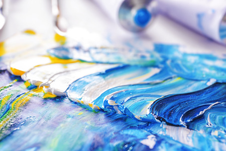 Oil paint smears, closeupの写真素材