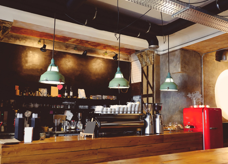 Bar counter in modern cafeの写真素材
