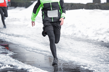 Marathon race on winter street