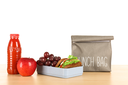 Meal for schoolchild on table. School lunch conceptの写真素材