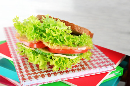 Tasty sandwich for school lunch, closeupの写真素材