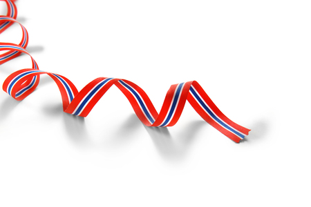 Ribbon in colors of Thai flag on white backgroundの写真素材