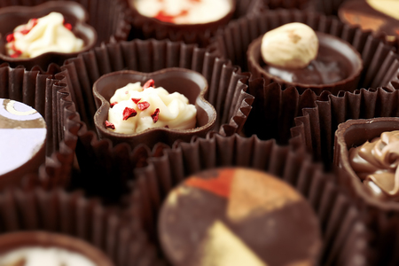 Delicious chocolate candies, closeup