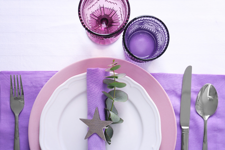 Beautiful festive table settingの写真素材