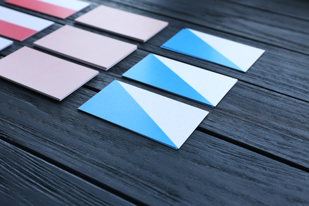 Business cards on wooden background