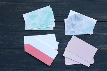 Business cards on wooden background
