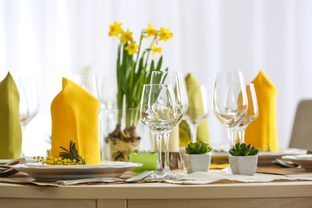 Table setting for dinner in restaurant