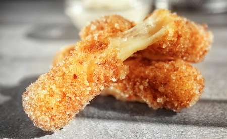 Tasty cheese sticks, closeupの写真素材