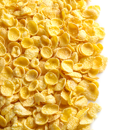 Tasty cornflakes on white background