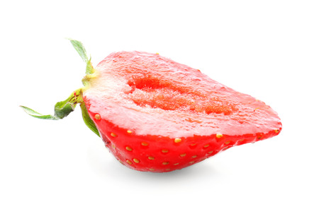 Half of tasty red strawberry on white background, closeupの写真素材