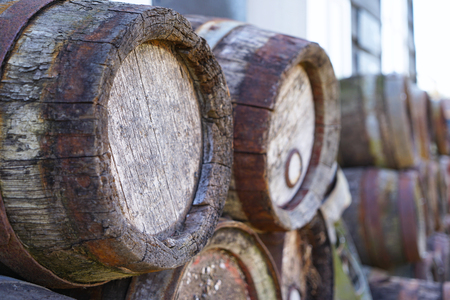 Wooden barrels, closeupの写真素材