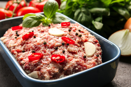 Raw turkey meatloaf in baking dish, closeup