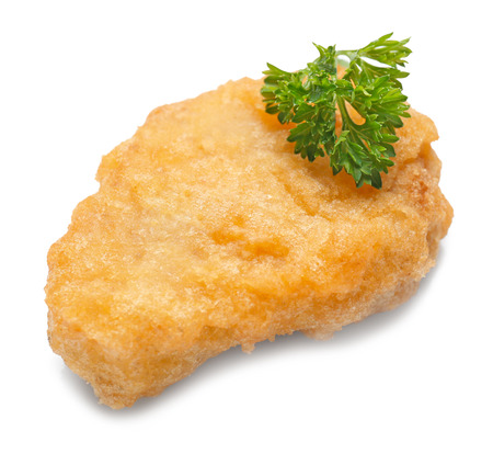 Tasty chicken nugget on white backgroundの写真素材