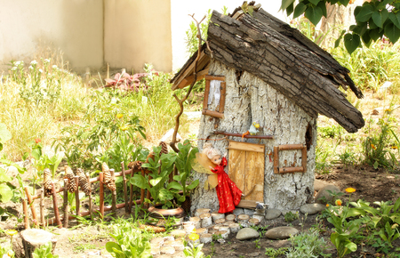 Wooden house as garden decor outdoorsの写真素材