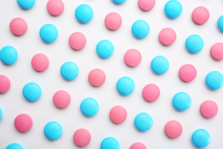 Colorful pills on white backgroundの写真素材