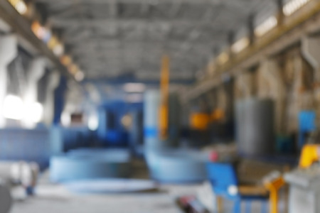 Workshop of concrete batching plant, blurred viewの写真素材