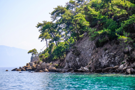 Beautiful view from sea on coastの写真素材