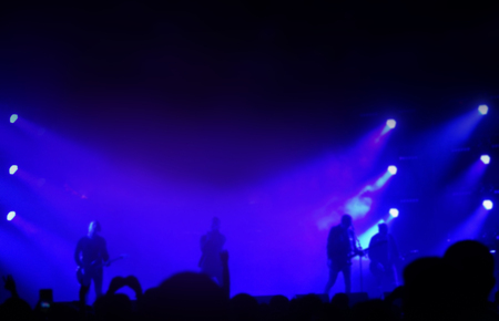 Blurred view of stage on open air festivalの写真素材