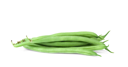 Fresh green beans on white backgroundの写真素材