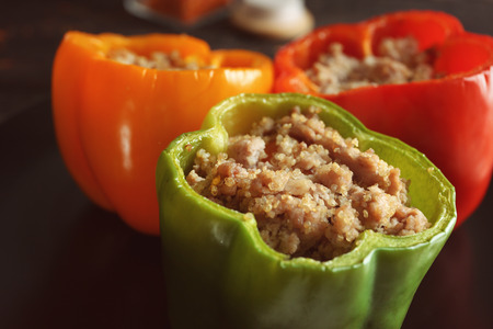 Quinoa stuffed peppers, closeupの写真素材