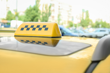 Taxi car on streetの写真素材