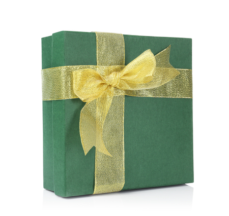 Christmas gift box on white backgroundの写真素材