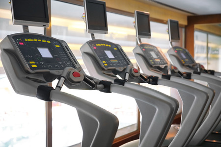 Modern treadmills in gym