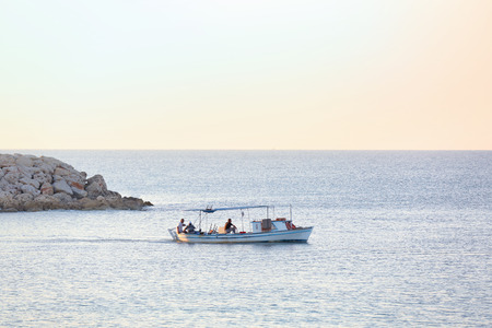 Beautiful seascape with boatの写真素材