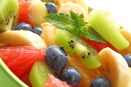 Delicious fruit salad, closeupの写真素材
