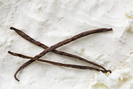 Yummy vanilla ice cream, closeupの写真素材