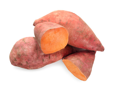 Sweet potatoes on white backgroundの写真素材