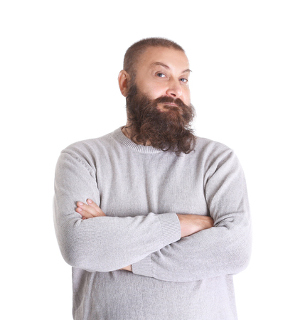 Attractive mature man, isolated on whiteの写真素材