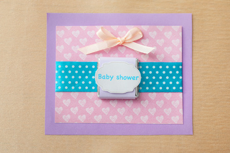 Cute Thank you card for baby shower on color background