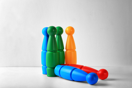 Children's skittles on white backgroundの写真素材
