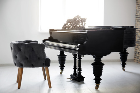 Modern room design with vintage pianoの写真素材