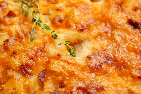 Delicious potato casserole, closeupの写真素材
