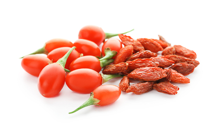 Goji berries on white backgroundの写真素材