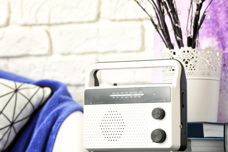 Retro radio on tableの写真素材