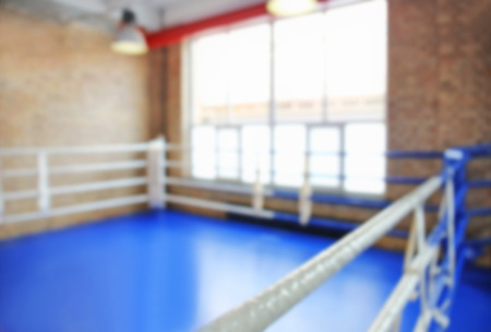 Blurred view of empty boxing ring indoorsの写真素材