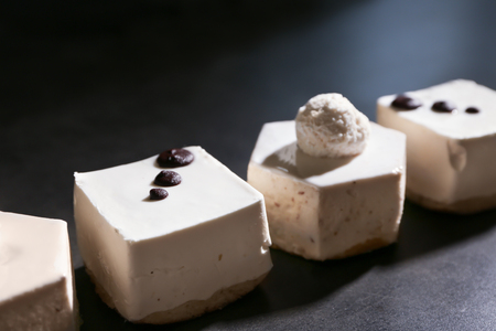Tasty souffle cakes on dark backgroundの写真素材