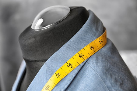Custom-made suit on mannequin, closeup