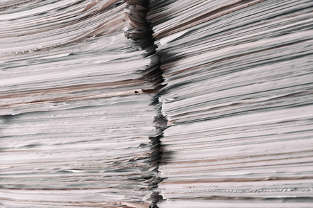 Stacks of old paper documents in archive, closeupの写真素材