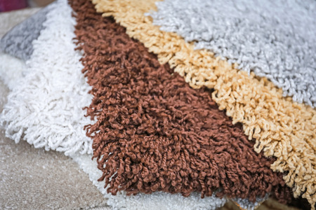 Different samples of carpets, closeupの写真素材